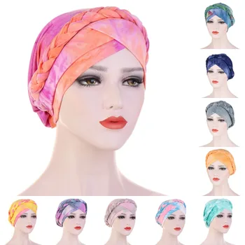 Helisopus Moda Tie-Dye Imprimare Turban Pălărie Musulman Cancer Chimioterapie Cap De Folie Noua Panglica Hijab Capace Interioară A Capotei Gata Să Poarte