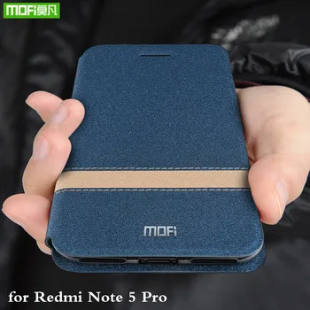 MOFi Caz Flip pentru Xiaomi Redmi Note 5 Pro Acoperi Mi Xiomi Note5 pro TPU PU Piele Folio Carcasa Silicon Carte Coque