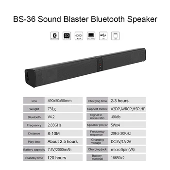 ELE ELEOPTION 20W fără Fir Bluetooth Boxe SoundBar TV Boxe Sound Bar Home Theater USB AUX MP3 Sunet Stereo