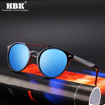 HBK Rotund Bărbați ochelari de Soare Polarizat Clasice Punte Dublă Nit Design umbrele de Soare pentru Femei Ultraling 18g de Blocare UV Ochelari
