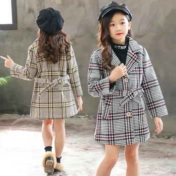 Copii fată palton de Iarna noi gros strat de lana pentru fete jacheta de toamna calda timp îmbrăcăminte exterioară pentru Copii Windproof 8 10 12 ani