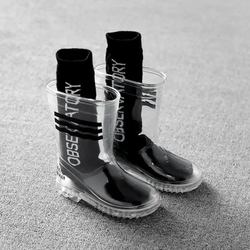 Toate Anotimpurile copii Ploaie Pantofi Transparente Băieți Fete Cizme de Ploaie Impermeabil, Non-alunecare de Cauciuc Apă pentru Copii Pantofi pentru Copii Cizme de Ploaie