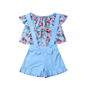 Pudcoco 2019 Imbracaminte Copii Costume Pentru Fete Haine Copii Copilul Enfant Fille Infantis Tinutele de Flori Bluza de Vara 2 buc