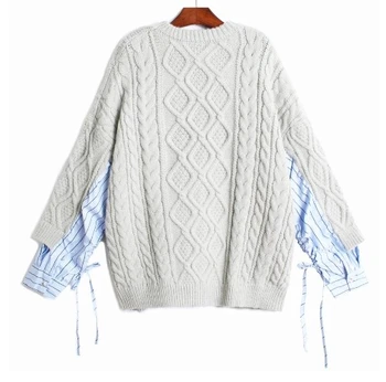 DECESUL 2020 rotund gat mâneci pulover tricotat mozaic cordon liber iarna cald pulover femei top WO12912