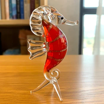 Cristal Colorat De Sticlă Hipocampus Mare Figurine De Animale In Miniatura Mână Cu Sufletul La Gură Moderne Miniaturi Decor Acasă Cadou De Crăciun