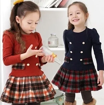 2020 Noua Moda Imbracaminte Copii Toamna Iarna Pentru Copii Fete Carouri Maneca Lunga Rochie De Printesa Rochie De Petrecere Rochii Tutu