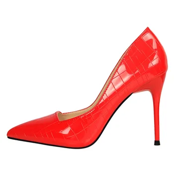 Europa și America de Stil pentru Femei Pantofi cu Tocuri Înalte Superficial Gura Retro din Piele de Brevet Granular Grila Concis Feminin Pompe de 8 Culori
