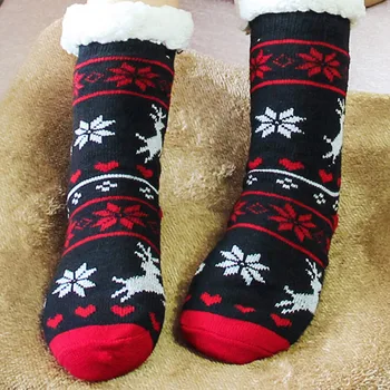 Cald Fleece Căptușit Iarna Moale Papuci de casă Șosete de Crăciun Cu Non-Alunecare pentru Barbati Femei FS99