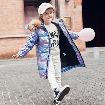 NOUL Brand de Moda Fata în Jos Jacheta Cald Copilului hanorac Haină de Blană adevărată Copil Adolescent Îngroșarea Îmbrăcăminte exterioară Pentru haine de Iarnă de îmbrăcăminte