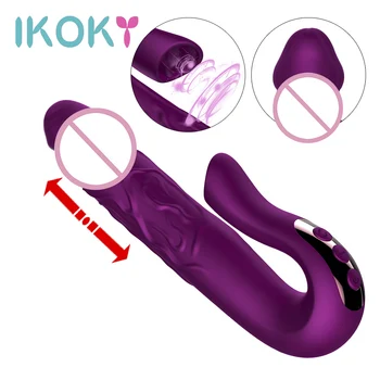 IKOKY Dildo Vibrator Stimulator Clitoris G-spot Masaj Telescopic Rotație AV Stick Jucarii Sexuale pentru Femeile Limba Lins