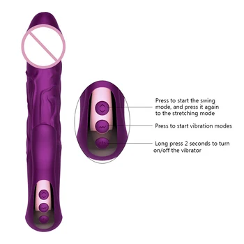 IKOKY Dildo Vibrator Stimulator Clitoris G-spot Masaj Telescopic Rotație AV Stick Jucarii Sexuale pentru Femeile Limba Lins