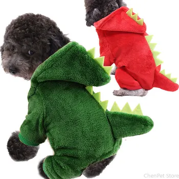 Desene animate drăguț Haine de Câine pentru Câini de talie Mică Chihuahua Pomeranieni Moale Cald Câine de Companie Pulovere Sacou Haina Catelus Dinozaur Pijamale