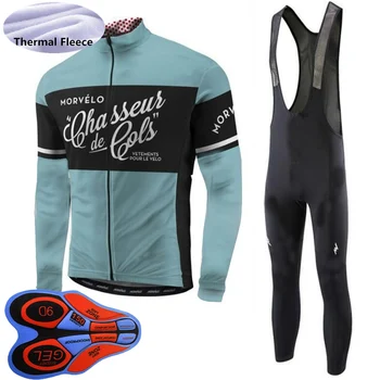 Iarna ciclism costume barbati bicicleta termică jersey fleece salopete pantaloni set maneca lunga cald biciclete imbracaminte sport uniformă Y20060501