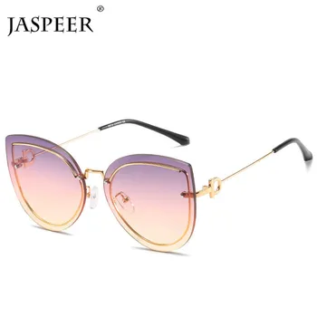 JASPEER Nou fără ramă de ochelari de Soare pentru Femei Brand de Lux Designer de Soare UV400 Sticlă Gradient Retro Gradient Lens Shade Doamna Ochelari