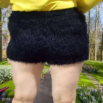 De primăvară Și de Iarnă pentru Femei Gros Mohair Blană, pantaloni Scurți de Înaltă Talie Întinde Cizme Tricotate Groase de Blană Cald Pantaloni scurti