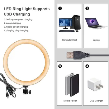 Inel de Lampa cu Lumina Video 16/26cm Estompat LED Selfie Inel de Lumina USB Lumină Fotografie Cu Trepied Pentru Telefon Machiaj Youtube Tik tok