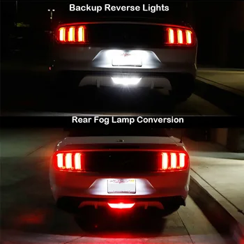 1 BUC Dual-Culoare Alb & Rosu 3156 3056 T25 LED-uri Auto de Backup Reverse Lumină Farurile de Ceață Spate/4-Lumina de Frână Pentru 15-up Ford Mustang