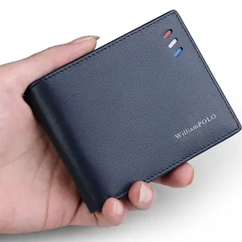Williampolo portofel din piele pentru bărbați de afaceri pe termen scurt rosu alb albastru element ultra subțire caz card portabil de numerar certificat portofel om