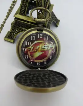 Bronz de epocă antichități flash model Flip ceas Lanț colier cowboy cuarț ceas de buzunar