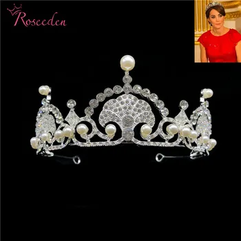 Printesa Kate Tiara Baroc Coroana de Mireasă Diademe de Argint de Culoare Diadema pentru Femei, Mireasa, Nunta Accesorii de Par RE3372