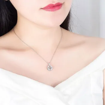 NEHZY Argint 925 Nou Femeie Moda Bijuterii Retro de Înaltă Calitate de Simplu de Cristal Zircon Floare de Rotație Colier Pandantiv