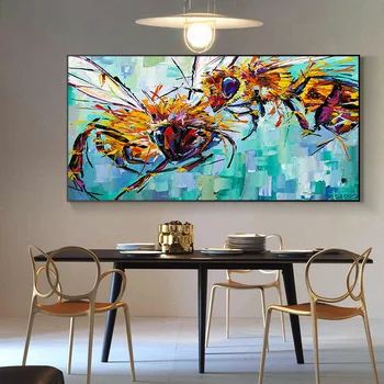 Două albine Pictura in Ulei pe Panza Pictura Arta Postere si Printuri Cuadros de Arta de Perete de Imagine pentru Camera de zi, Home Deco