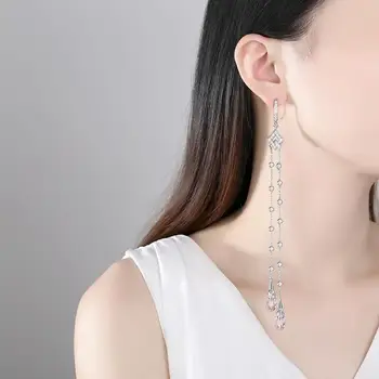 LUOTEEMI Brand Nou Elegant Picătură de Apă Cercei cu Rotund CZ Pandantiv de Cristal Legăna Bijuterii pentru Femei, Nunta de Timp Brincos