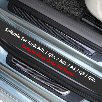 4 Buc Fibra de Carbon Anti-Uzură Masina Pragului de Ușă Autocolant Decal Și Pentru Audi A3 Sline A4L A5 A6L Q3 Q5 Q7 Usa Masina Protector de Striptease