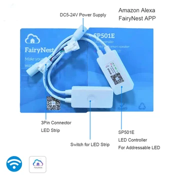 SP501E Wifi Controler de Lumină Smart Home APP de Control Pentru RGB WS2812 WS2811 Benzi cu LED-uri de lumină Inteligent Alexa Control Vocal