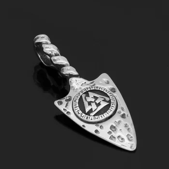 Nordic Viking Odin Gungnir Amuleta din oțel Inoxidabil Valknut Rune Pandantiv Colier Pentru Om