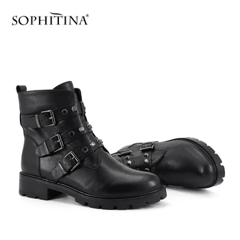 SOPHITINA Moda Catarama Nou Cizme pentru Femei de Înaltă Calitate din Piele Rotund Toe Fierbinte de Vânzare Pantofi Handmade Nou Glezna Cizme SC277