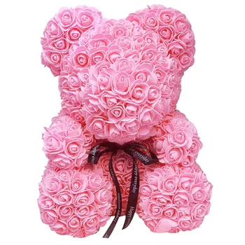 Artificiale Flori de Trandafir Urs Jucărie Femei Fata de Crăciun, Ziua Îndrăgostiților Cadouri Decor Acasă XHC88