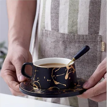 Stil Nordic mată marmură de aur serie de ceai din ceramica ceasca de cafea ceasca de lux retro bar de cafea cana de lapte în ceașcă