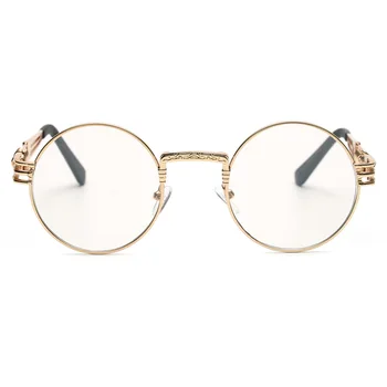 Peekaboo clar de aur de moda rotund rame ochelari de vedere pentru femei vintage steampunk rotund ochelari rame pentru bărbați tocilar metal