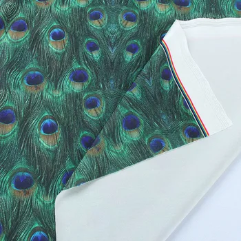 Print Digital Păun Tricot Tesatura Spandex Elastic Materiale textile costume de Baie 155 cm lățime de Curte