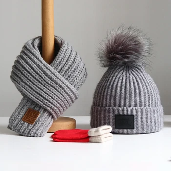 Copil pălărie de Toamna iarna pentru copii pălărie eșarfă băieți și fete de moda cu cap eșarfă copil de lână pălărie tendință mănușă 3-o bucată de costume