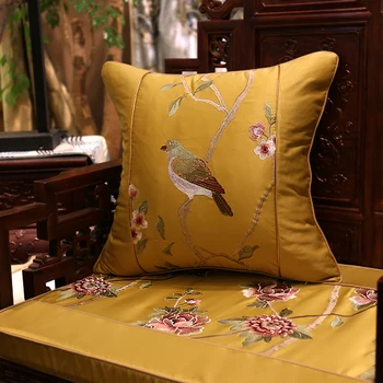 DUNXDECO față de Pernă Perna Decorativa Cazul Modernă Chineză Tradițională Păsări Flora Lux Broderie Coussin Canapea Acasă Decor