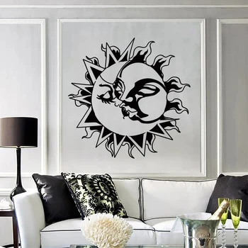 Romantic Autocolant Perete Soarele Saruta Luna Decal Dragoste Romantism Tema Decor Acasă Creative Dormitor Camera De Zi De Decorare Abstract
