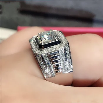 Bărbați argint 925 inele de deget de Lux 2ct Creat Moissanite Logodna Nunta băieți Safir inel de piatră prețioasă de Bijuterii cadou