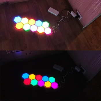 LED-uri Quantum Touch Inducție Lumina de Noapte Hexagon Modular Iluminat Inteligent Magnetic Hexagon Creative Decorative de Perete de Lumină JQ