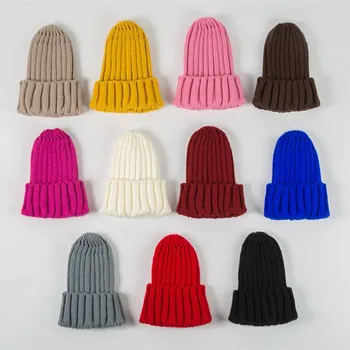 Wasoyoli Pălării pentru Copii de la 1 la 4 Ani Tricotate Colorate Cald Minunat Copil Drăguț Capace de Iarna Casual Culoare Solidă Copii Beannies