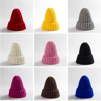 Wasoyoli Pălării pentru Copii de la 1 la 4 Ani Tricotate Colorate Cald Minunat Copil Drăguț Capace de Iarna Casual Culoare Solidă Copii Beannies