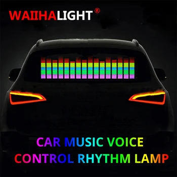 90x25CM Parbriz Auto LED Sunet Activat Egalizator Auto Neon EL Lumina Ritm de Muzică Lampa Flash Autocolant Styling Cu Cutie de Control
