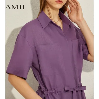 AMII Minimalism Primavara-Vara Moda Solid Rever Salopeta Femei de Cauzalitate Elastic Talie pantaloni Scurți 12030203