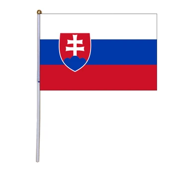 Transport gratuit xvggdg 100buc 14 * 21cm Drapelul Național Slovacia parte steaguri cu plastic catarg Poliester pavilion de Imprimare