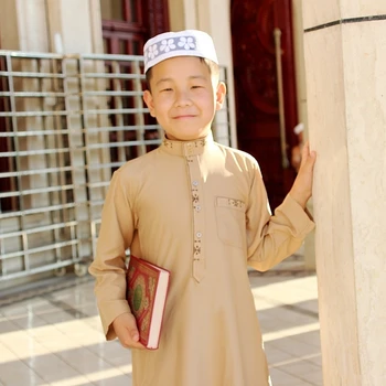 Copii Islamice Îmbrăcăminte pentru Băieți Jubba Echipa Băiat Musulman Costum de Haine Abaya Dubai Arabe Haine Caftan Eid Rugăciune Echipa 30-52