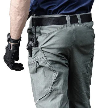 Bărbați Impermeabil Tactice Pantaloni Militare de Luptă Urbană Bumbac Pantaloni Rip-stop Pantaloni de Marfă SWAT Toamna Casual Pantaloni Lungi S-2XL