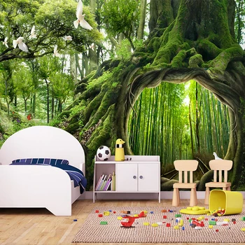 Foto personalizat Tapet Verde Pădure Virgină Copac Gaura Stereoscopic Murala Pictura pe Perete Camera de zi Dormitor Fundal Murales 3D