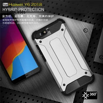 Pentru Huawei Y6 2018 rezistent la Șocuri Greu PC-ul TPU Lux Hybird Armura Silicon Înapoi Capacul de Pe Telefon Huawei Y6 2018 Caz Pentru Y6 2018