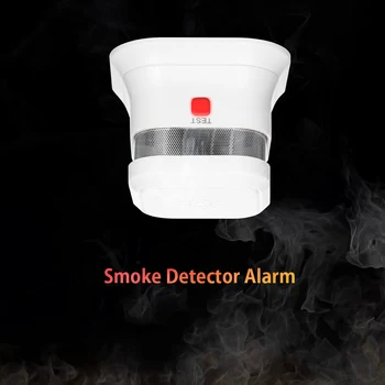 Detector de fum cu Alarma de Incendiu Portabile Alarme Senzor Fotoelectric cu Baterii Nici de Cabluri Necesare cu LED Rosu Indicator